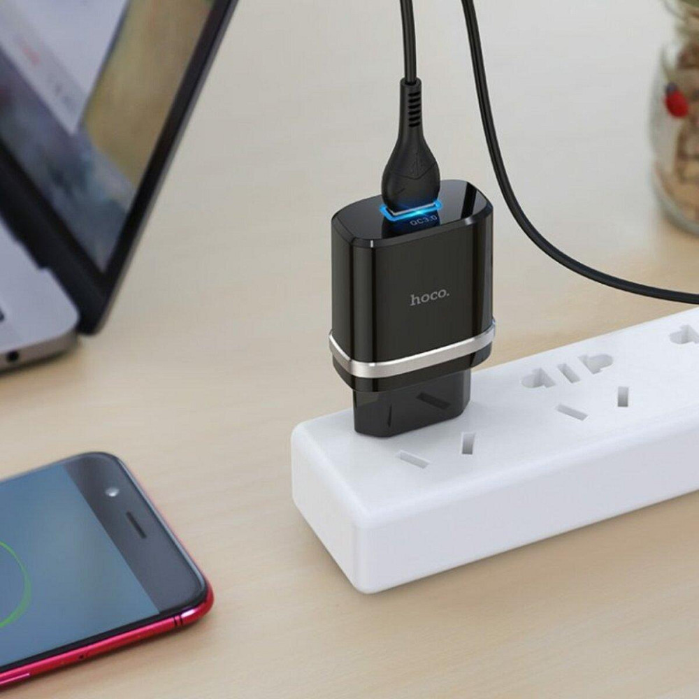 Сетевое зарядное устройство HOCO C12Q Smart QC3.0 charger set, цвет черный 6931474716279 Одесса - изображение 4