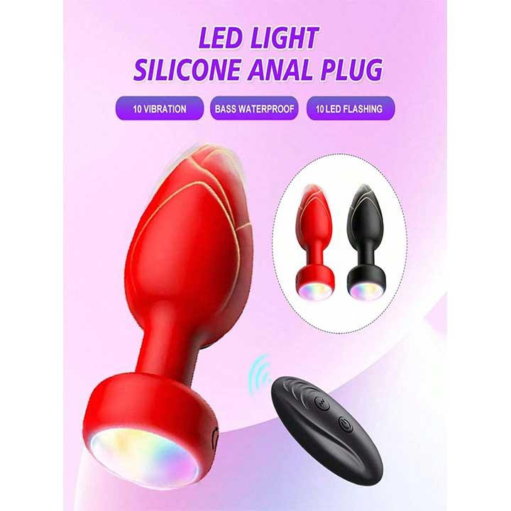 Анальна пробка що світиться з вібрацією і Д/У Light Anal Plug 3,5*9 см червона — Анальні іграшки Вінниця - фото 8