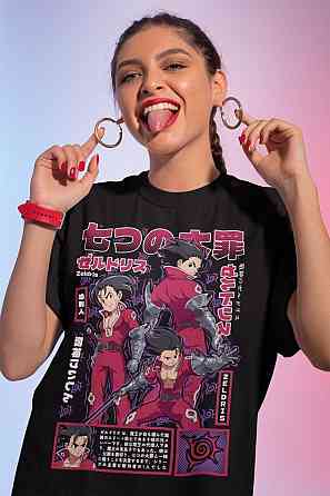 Футболка для хлопчика з аніме принтом Зелдріс Мовіе Севен Деадлй оверсайз (зріст від 165 до 180) Чорний AnimeJ0287m Дніпро