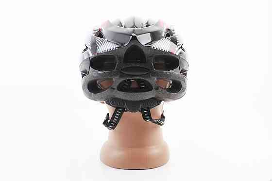 Шолом велосипедний L (54-62 см) знімний козирок, 21 вент. отворів, чорно-червоно-білий Київ