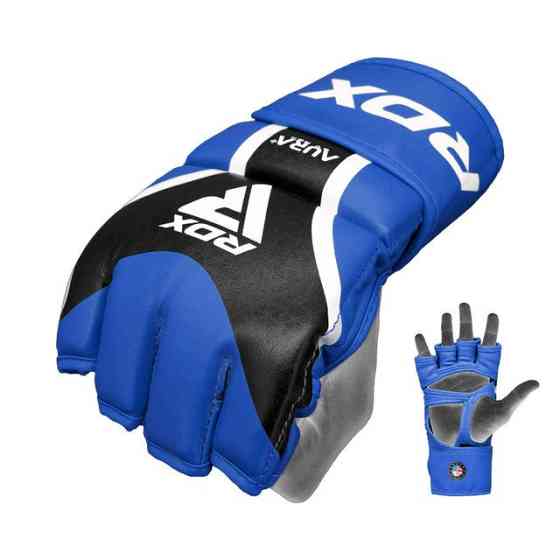 Рукавиці для ММА RDX AURA PLUS T-17 Blue/Black M (капа в комплекті) Кам'янське