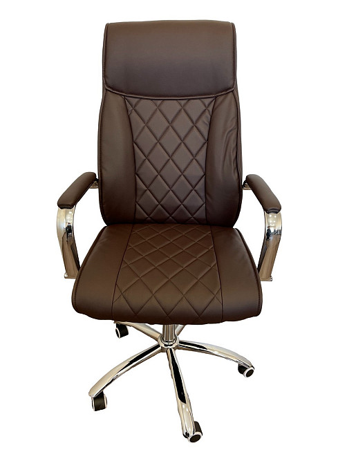 Офисное кресло руководителя Tehforward Dionis хром Anyfix Коричневый Киев - изображение 7