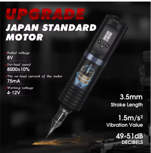 Тату Машинка Беспроводная с аккумулятором 1800mAh + картриджи + краски | Профессиональный набор для тату с дисплеем Киев - изображение 6