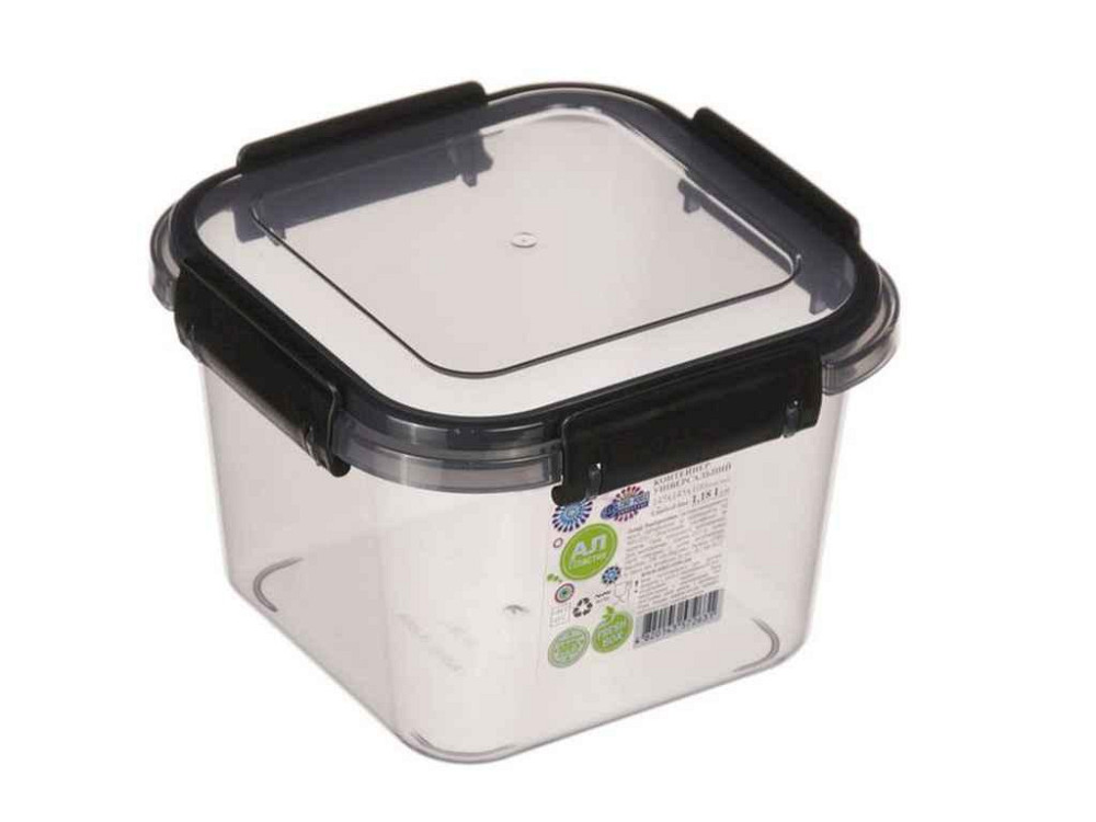 Контейнер пл. 1,18л Limited line квадратний, чорний ТМ AL-PLASTIK Київ - фото 1