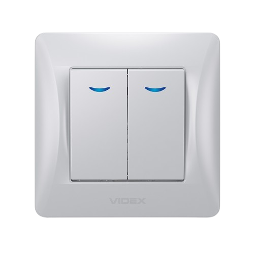 BINERA срібний шовк Вимикач внутрішній 2кл з підсвічуванням Videx Житомир