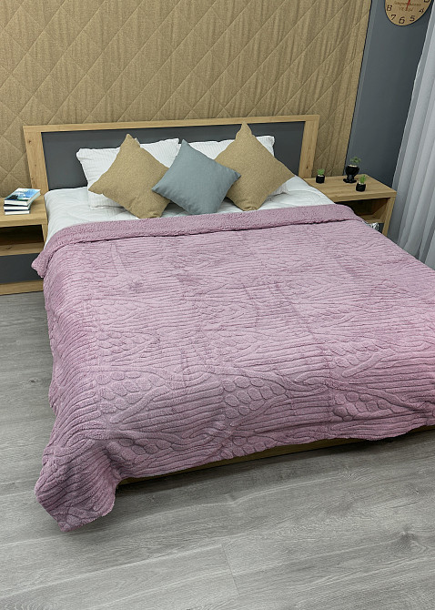 Плед 200х230 см (+-10см) на овчині "Косичка" колір ліловий (87-308) Київ - фото 5