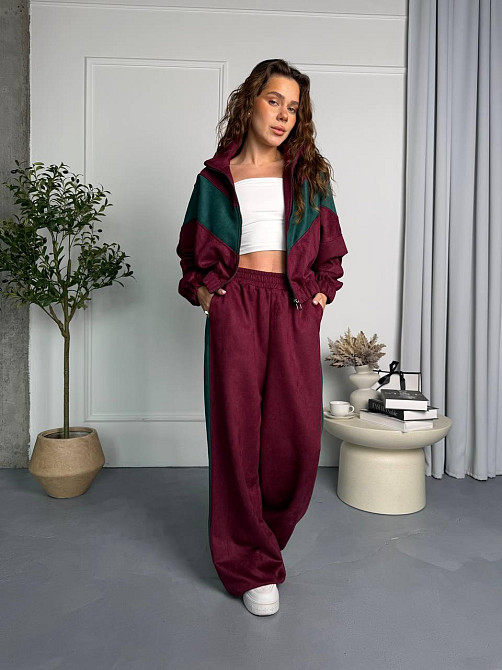 Женский стильный повседневный костюм двойка из замша на дайвинге Одесса - изображение 4