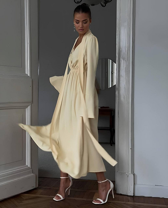 Жіноче романтичне приталене плаття костюмка Жовтий Одеса - фото 8