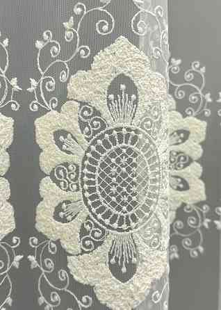 Тюль VR-Textil 1850т Фатин с вышивкой и люрексом Молочный 300х270 см (40-200) Киев