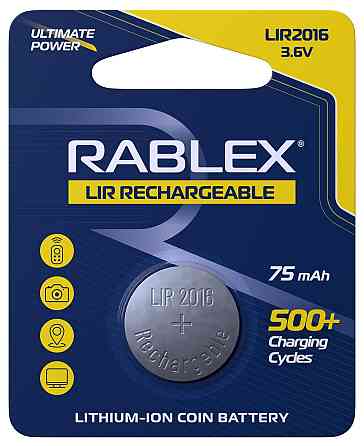Акумулятор батарейка Rablex LIR2016 3.6V 75mAh Дніпро