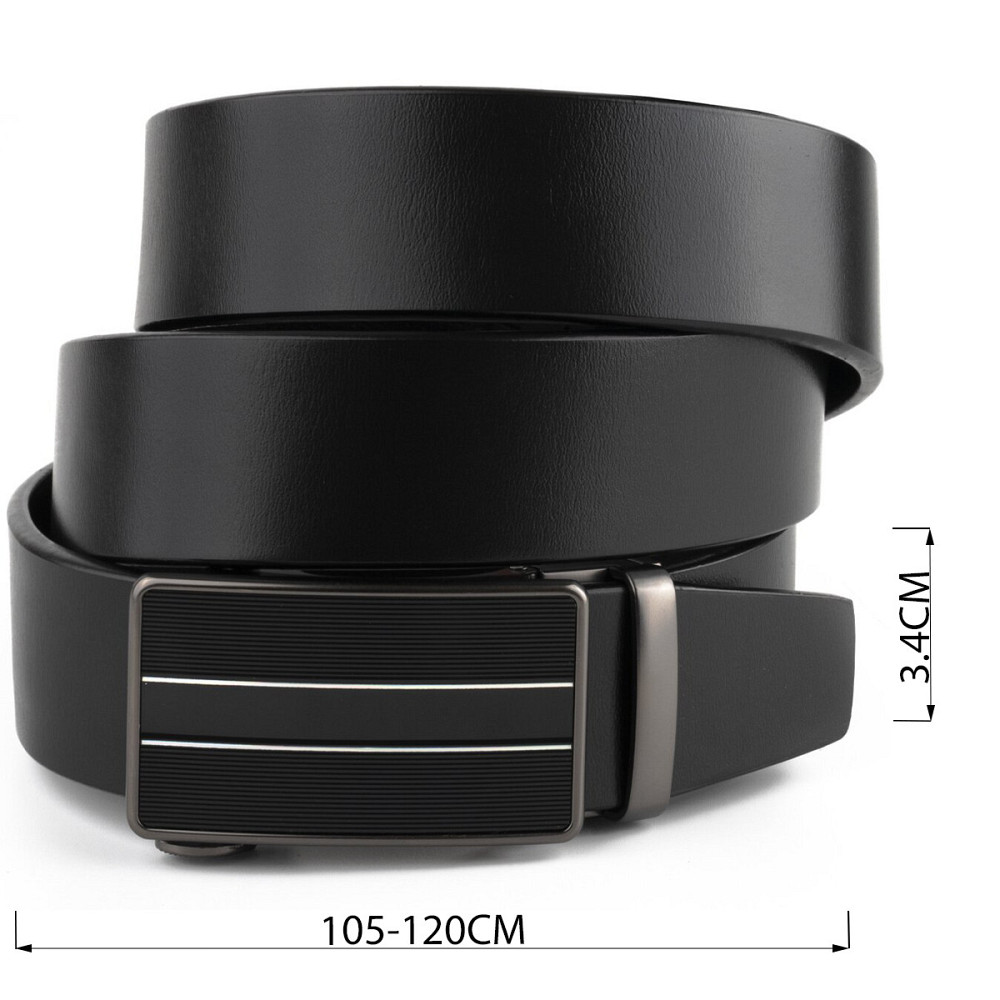 Ремінь чоловічий з автоматичною пряжкою і смужками Vintage 20330 Чорний Київ - фото 3