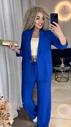 Женский летний костюм пиджак и брюки палаццо лен жатка женский летний костюм Одесса