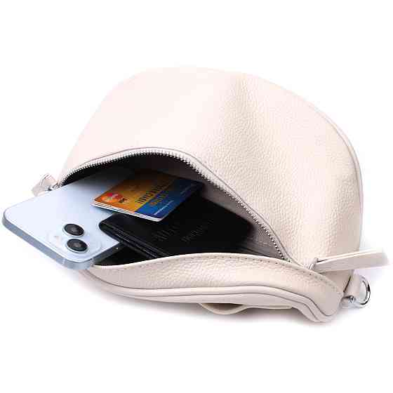 Жіноча сумка через плече в класичному кольорі з натуральної шкіри Vintage 22656 Білий Київ