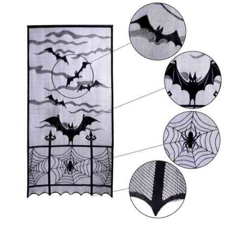 Декор для Хелловін штора Кажани 1 штука 213 на 116 см чорний Київ