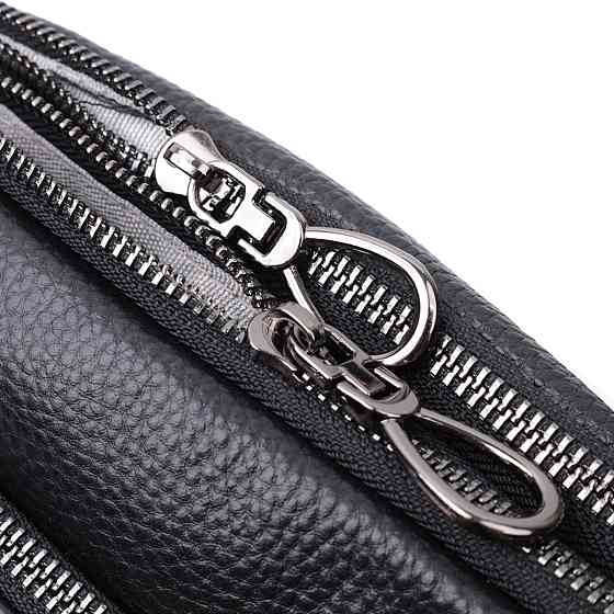 Прямокутна сумка жіноча з кишенями із натуральної шкіри Чорна (Vintage) Київ