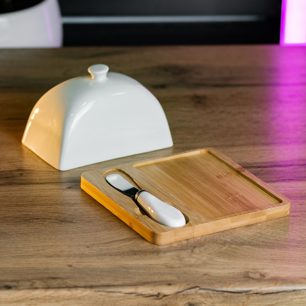 Фарфоровий маслянка з ножем на підставці 15 см Київ - фото 1