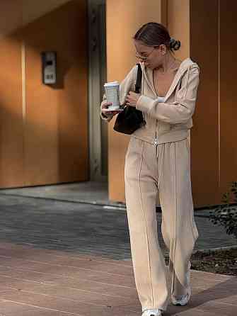 Женский теплый базовый костюм двойка из дабл флиса Бежевый, 44 Одесса