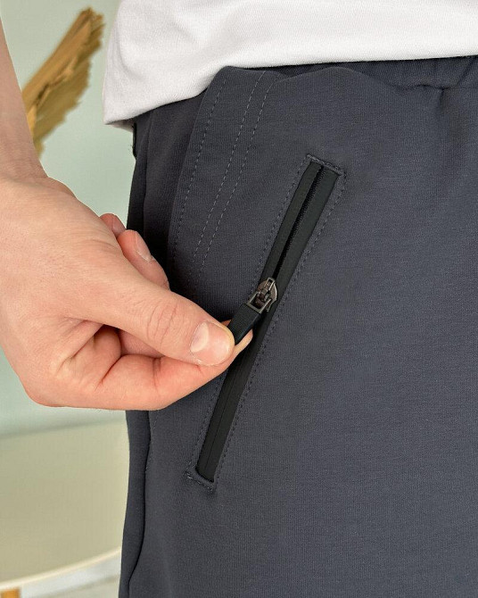 Лёгкие однотонные летние мужские шорты тёмно-серые Pobedov Griz Киев - изображение 4