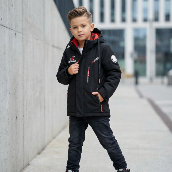 Демисезонная черно-красная куртка для мальчиков 110,116,122,134 Николаев
