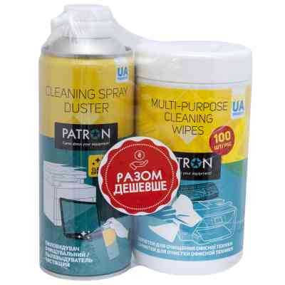 Чистящий сжатый воздух Patron spray duster 400ml F3-020 + wipes F3-028 (CS-PN-BUNDL-2) Винница
