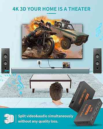 HDMI-разветвитель на 4 порта, сплиттер сигнала для 4 экранов HDCP1.4 4K 1080P для PS5/4 Xbox ПК монитора ТВ Киев