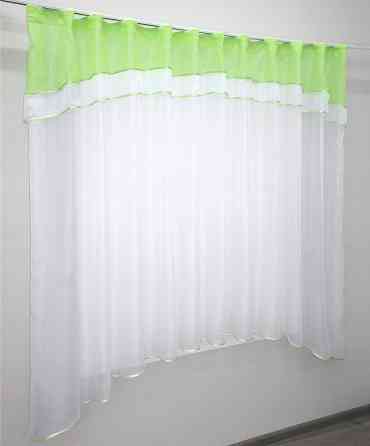 Кухонная гардина VR-Textil № 036к арка белый с салатовым 280х170 см (52-0398) Киев