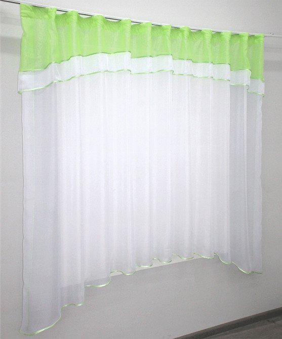 Кухонная гардина VR-Textil № 036к арка белый с салатовым 280х170 см (52-0398) Киев - изображение 2