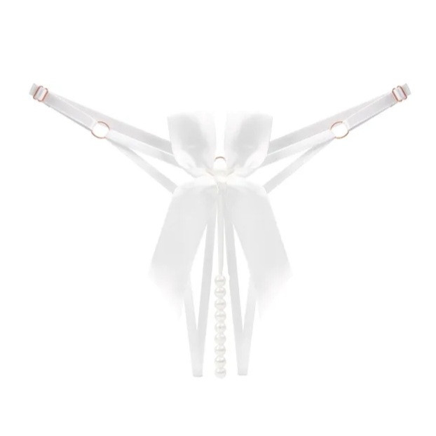 Труси з бусинками еротичні сексуальні жіночі one size білий Київ - фото 1