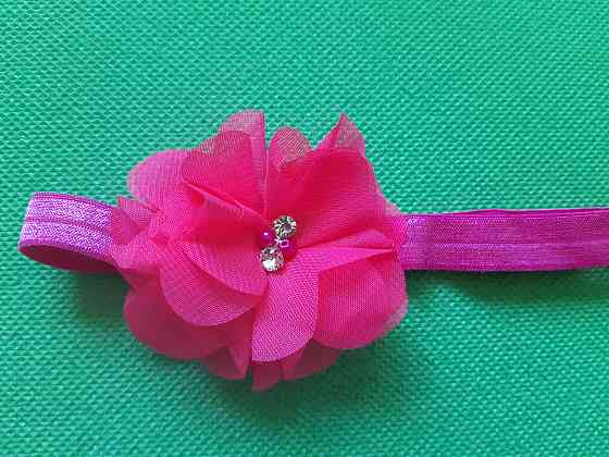 Детская повязка с цветком малиновая - размер цветка 6,5см, размер универсальный (на резинке) Киев