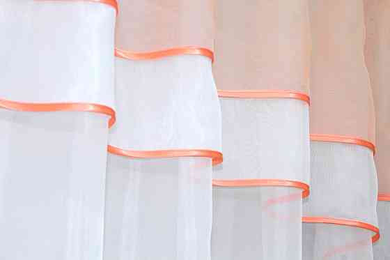 Кухонная гардина VR-Textil № 036к арка белый с персиковым 280х170 см (52-0399) Киев