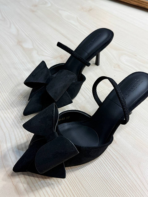 Туфлі жіночі Meideli F566-53 slingback човники з бантом екозамша чорні, 36, 23 см Київ - фото 2
