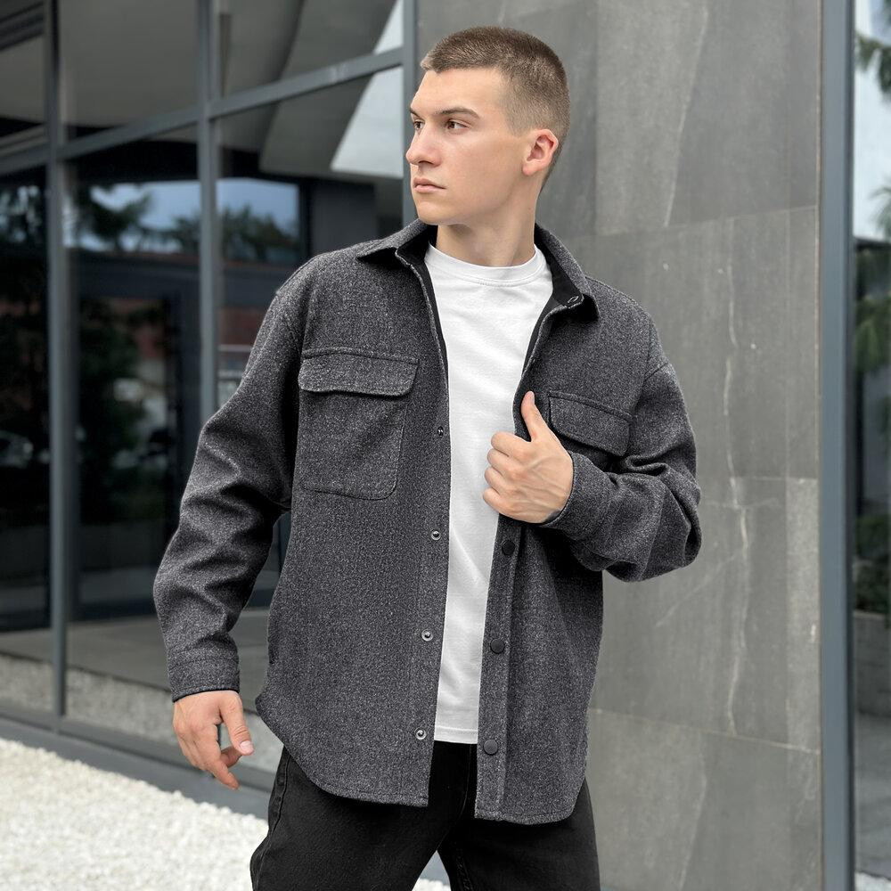 Сорочка-пальто для чоловіків Pobedov Mars. Сорочка демісезонна чоловіча темно-сіра Київ - фото 8