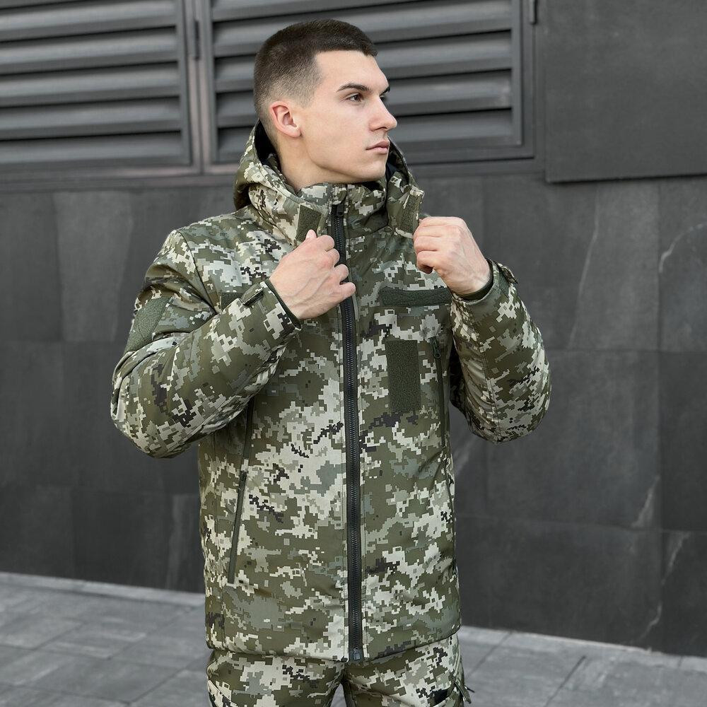 Чоловіча тактична військова зимова зимова куртка Pobedov Winter армійська з капюшоном водовідштовхувальна піксель Одеса - фото 3