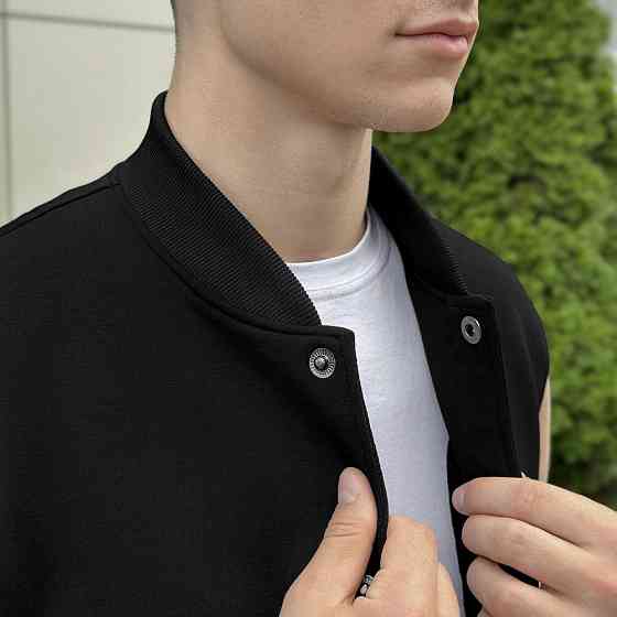 Чорний чоловічий бомбер на кнопках Pobedov Blast Київ