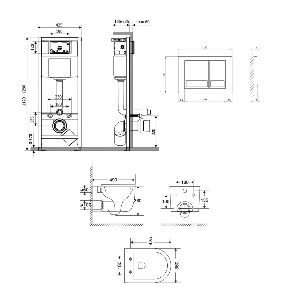 Готове рішення Qtap для ванної кімнати: підвісний унітаз Taurus Ultra Quiet 485×360×350 + комплект інсталяції Nest 4 в 1 Київ - фото 4