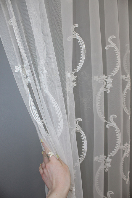 Тюль фатин з вишивкою колір білий 1416т Київ - фото 4
