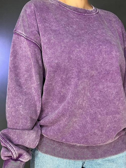Свитшот женский A-N 25027 оверсайз свободный крой вареный тай-дай средняя длина one size, фиолетовый, one size Киев - изображение 4