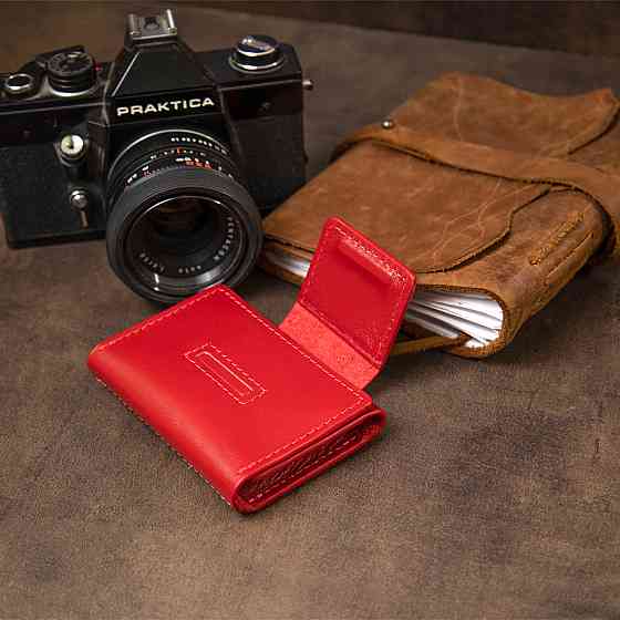 Шкіряна візитниця Червоний (GRANDE PELLE) Київ