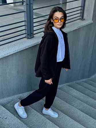 Теплый спортивный костюм женский на змейке Черный 50/52 Харьков