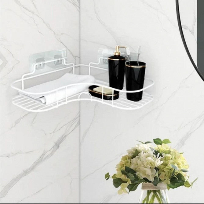 Полка металлическая угловая 26.5*26.5*6см белая Винница - изображение 1