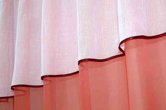 Кухонная занавеска VR-Textil № 047к коралловый с белым 270х170 см (52-0128) Киев