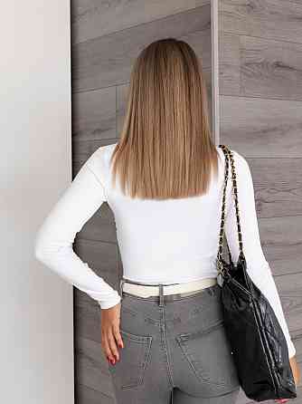 Базовий жіночий лонгслів з драпіруванням "Sweet" | Батал Білий, 54-56 Київ