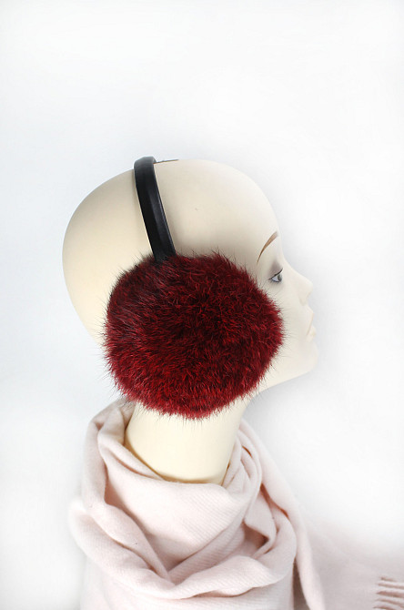 Навушники хутряні з кролика Темно-Червоний Харків - фото 6