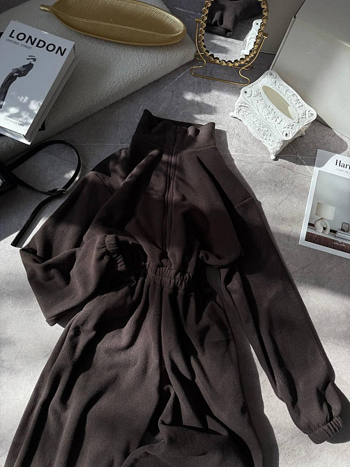 Женский теплый комбинезон из двухстороннего флиса. Шоколад, 42/44 Одесса - изображение 2