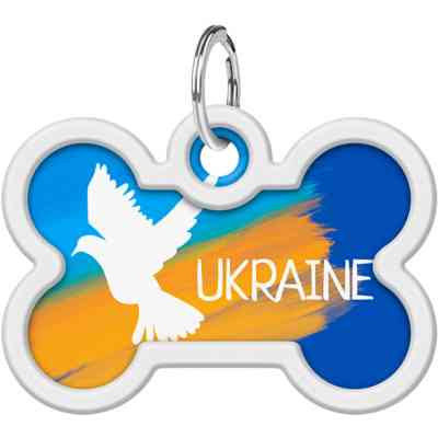 Адресник для животных WAUDOG Smart ID с QR паспортом "Флаг", кость 40х28 мм (0640-0229) Винница