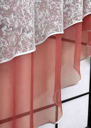 Кухонная занавеска VR-Textil № 00к коралловый с белым 280х170 см (59-976) Киев