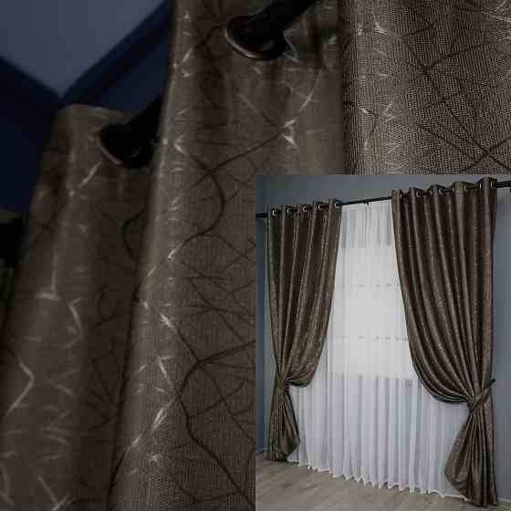 Комплект штор на люверсах VR-Textil Лен Саванна № 631ш Какао 150х250 см 2 шт (37-0109) Киев