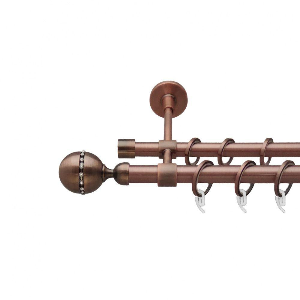 Карниз Orvit Кортеза металевий дворядний закритий гладка труба кільце фасонне металеве Мідь 19\16 мм 160 см (6938798) Львів - фото 1