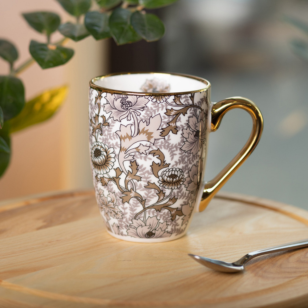 Чашка фарфорова 400 мл з золотим ободком і ручкою Коричнева Київ - фото 4