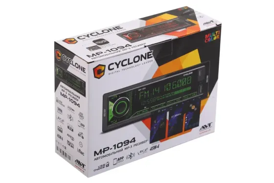 Автомагнітола Cyclone MP-1094 RGB BT/USB/MicroSD/ISO/доп. розїзд /iCar Link Вінниця